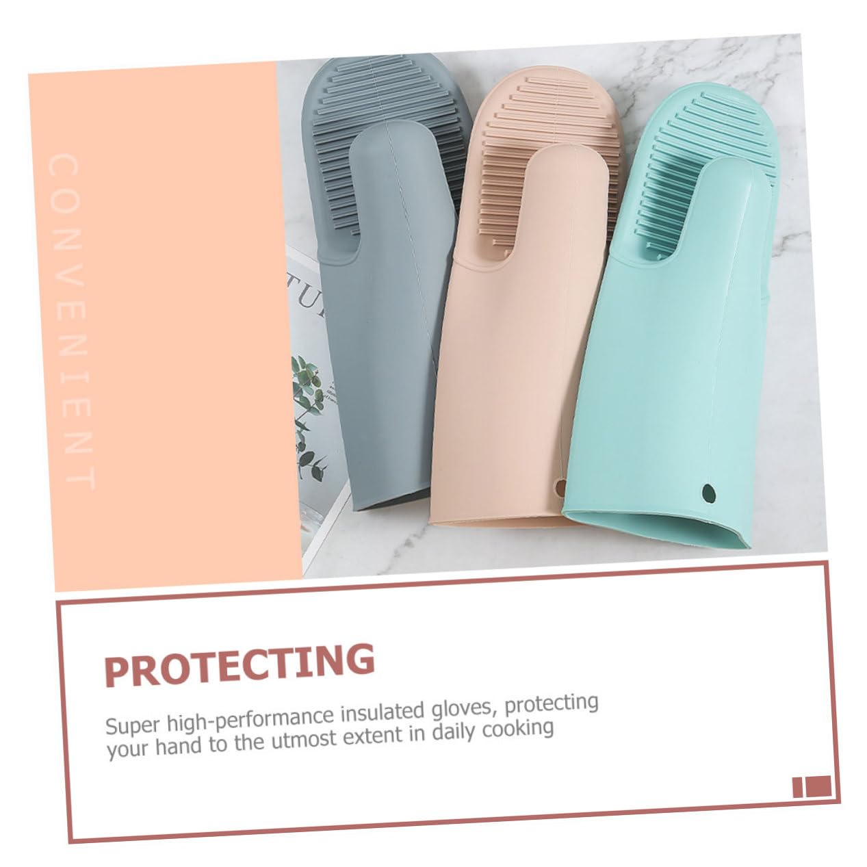 Guantes de Horno de Silicona Antideslizantes y Resistentes al Calor para Cocina Mitones Gruesos para Hornear de Fáciles de Limpiar y Colgar Protección Antiquemaduras Segura