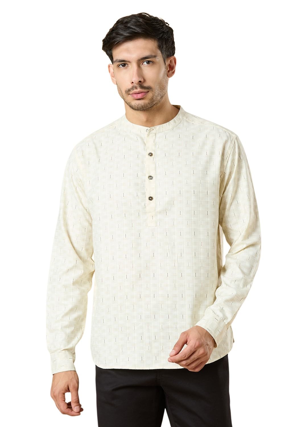 studio shringaar Men's Pastel Cotton Printed Classic Short Kurta Shirt (Regular Fit)-picture-25