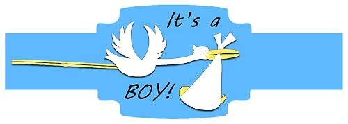 It's a Boy! (Stork) 20-Pack of Self-Adhering Celebration Bands/Cigar Bands/Labels