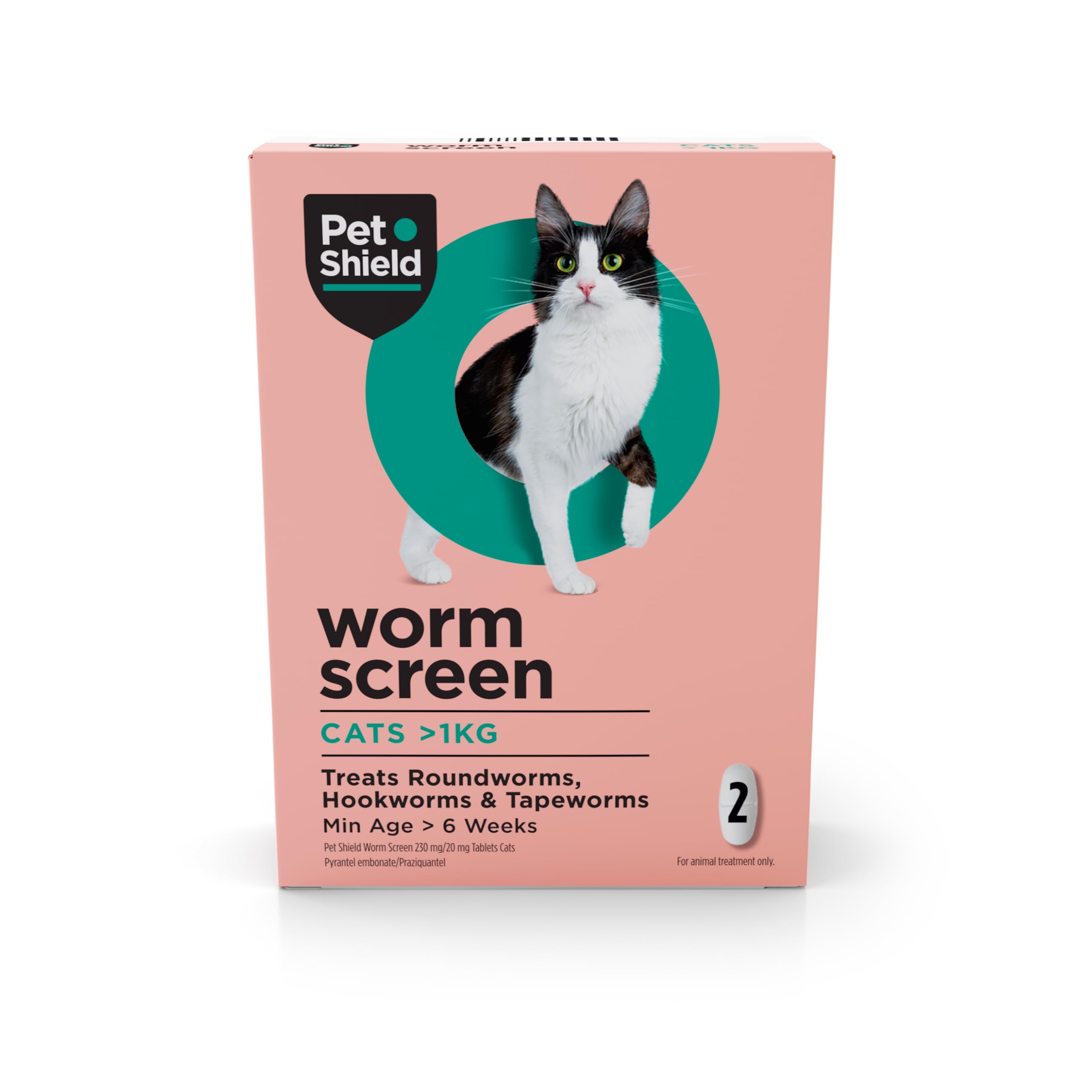 Pet Shield Worm Screen, Cat Worming Treatment, Vet Approved Dewormer for Cats & Kittens Over 6 Weeks / 1kg+ in Weight