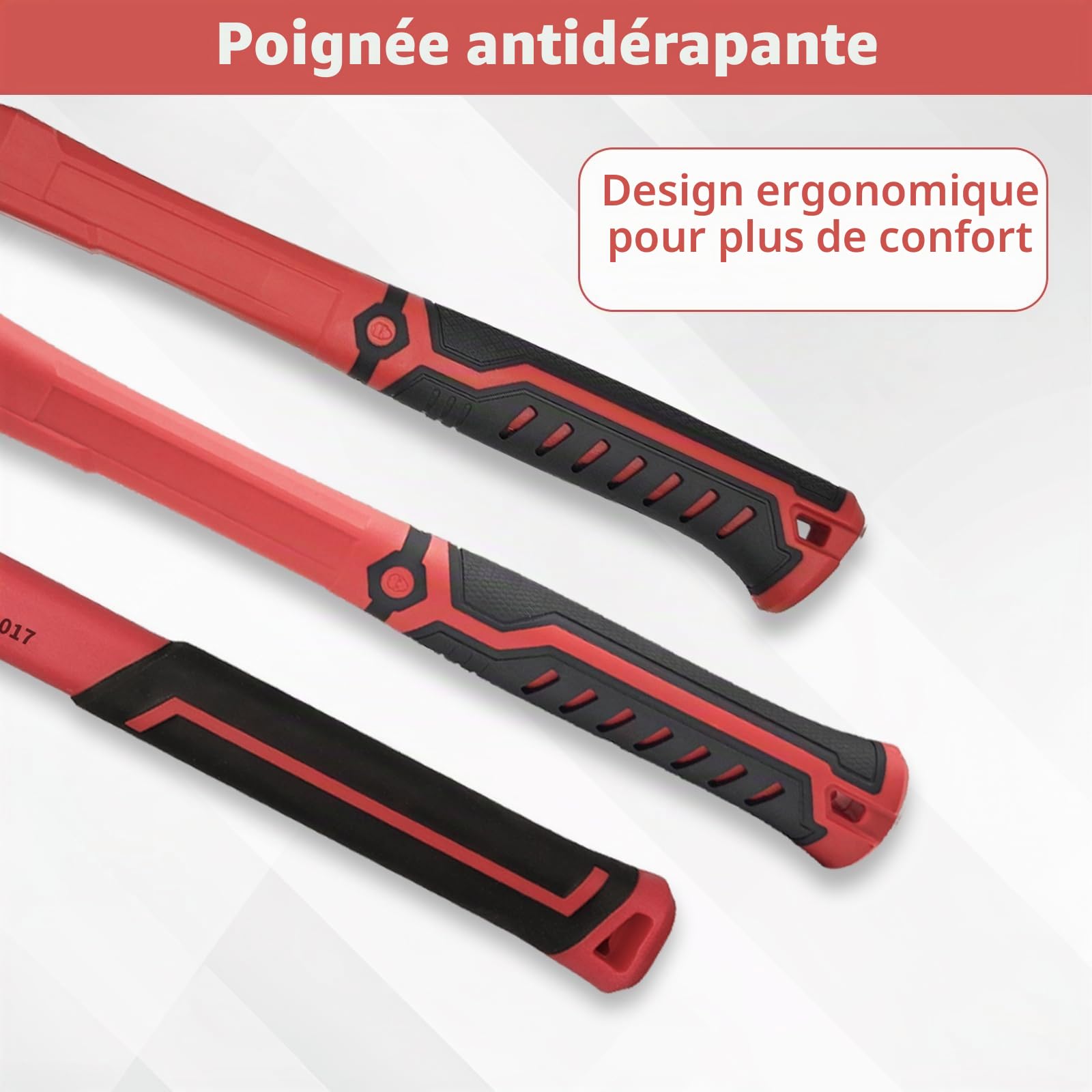 Set de 7 Marteaux en Acier Forgé Panne Fendue Rivoir Massette | 7 marteaux en acier forgé: panne fendue, rivoir, massette et maillet. Manches antidérapants pour tous travaux et bricolage.