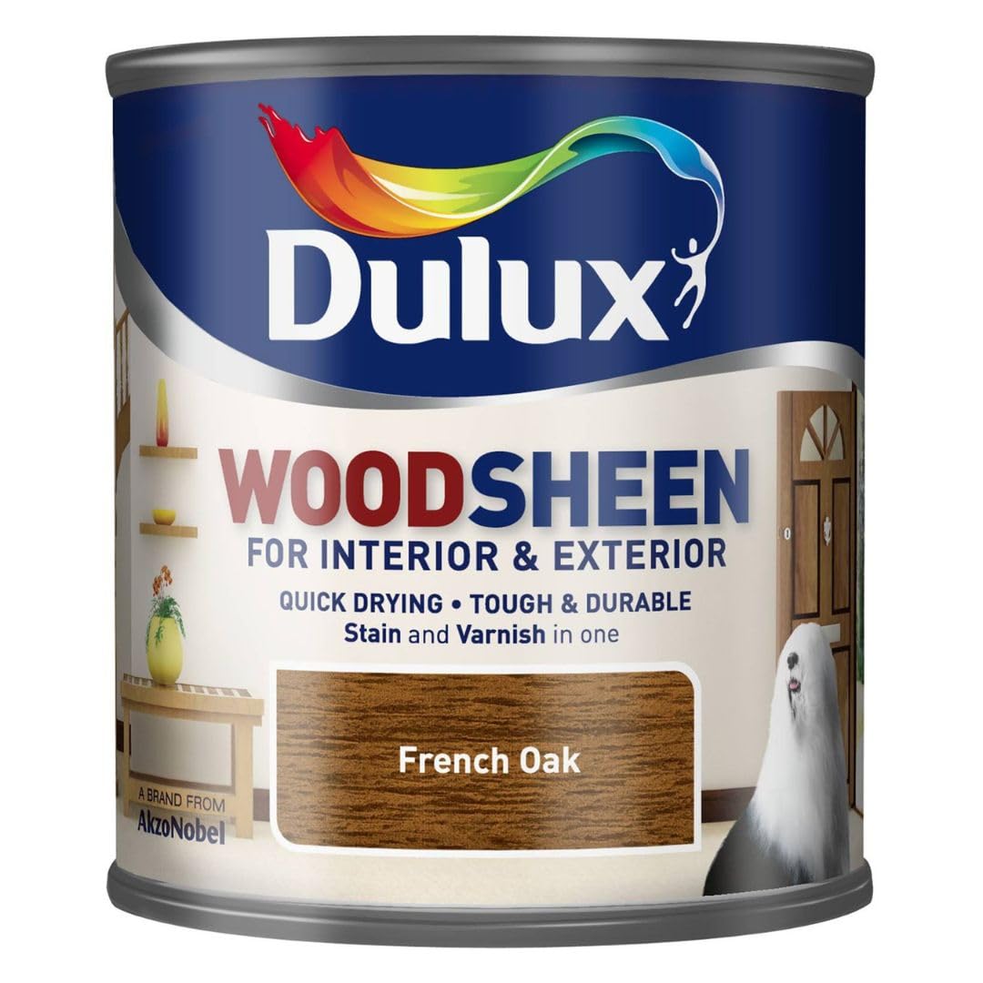 Woodsheen Stain and Varnish 250ml French Oak | Interior Wood Stain and Varnish | Satin Finish for Doors Skirting Furniture and Trim | Quick Dry Wood Protection
