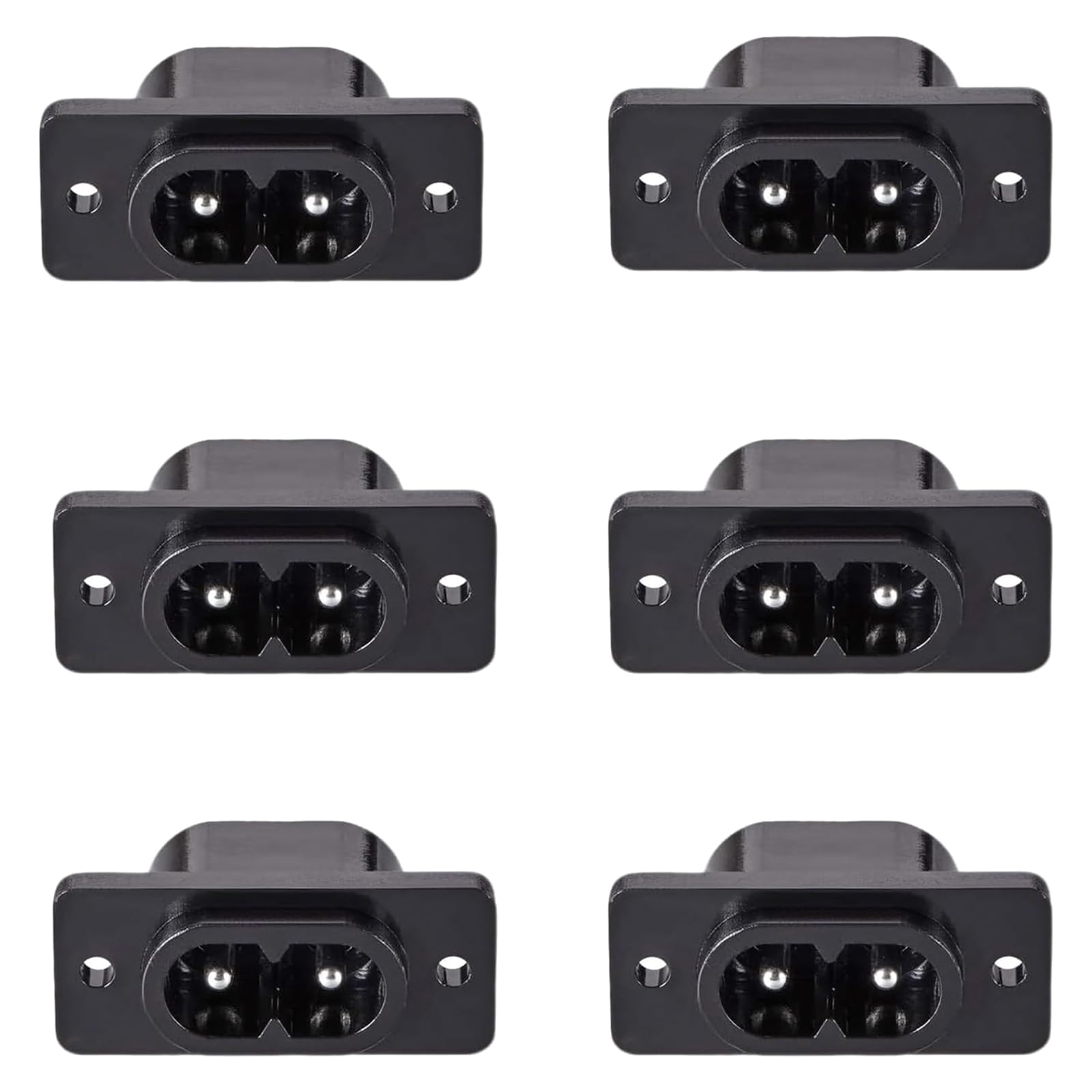 Flomiara C8 Panel Mount Inlet 6 Pack, Figure 8 2 Pin Female Chassis Power Socket, AC-005 Non-Polarised IEC Connector for DIY Electronics, Audio Equipment, TV Repair