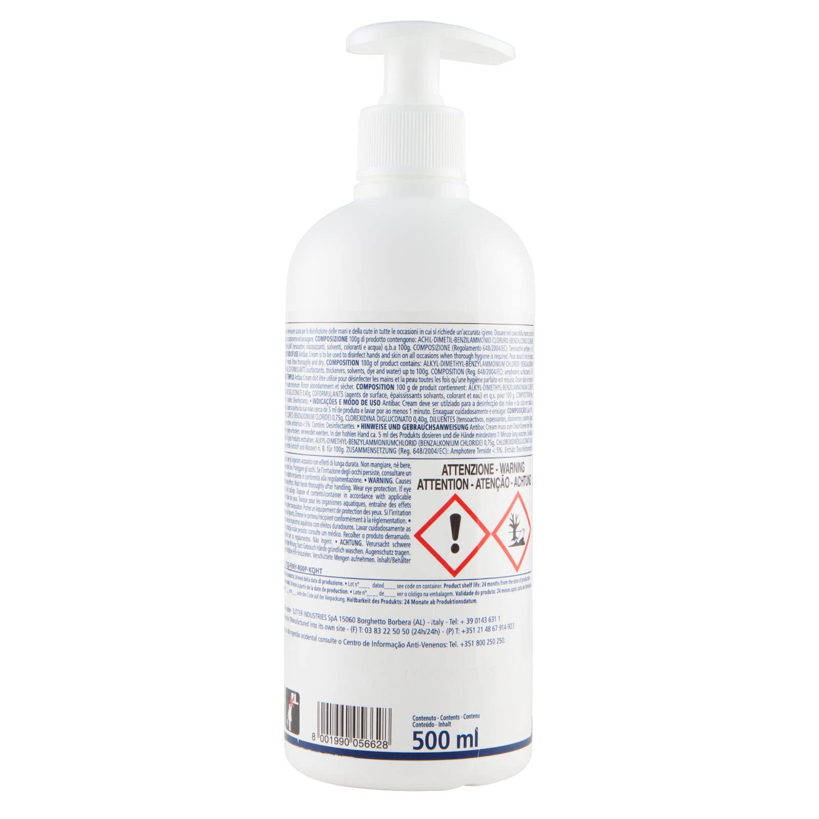 4x Sutter Antibac Cream Sapone Lavamani in Crema Disinfettante Mani - 4 Flaconi da 500ml