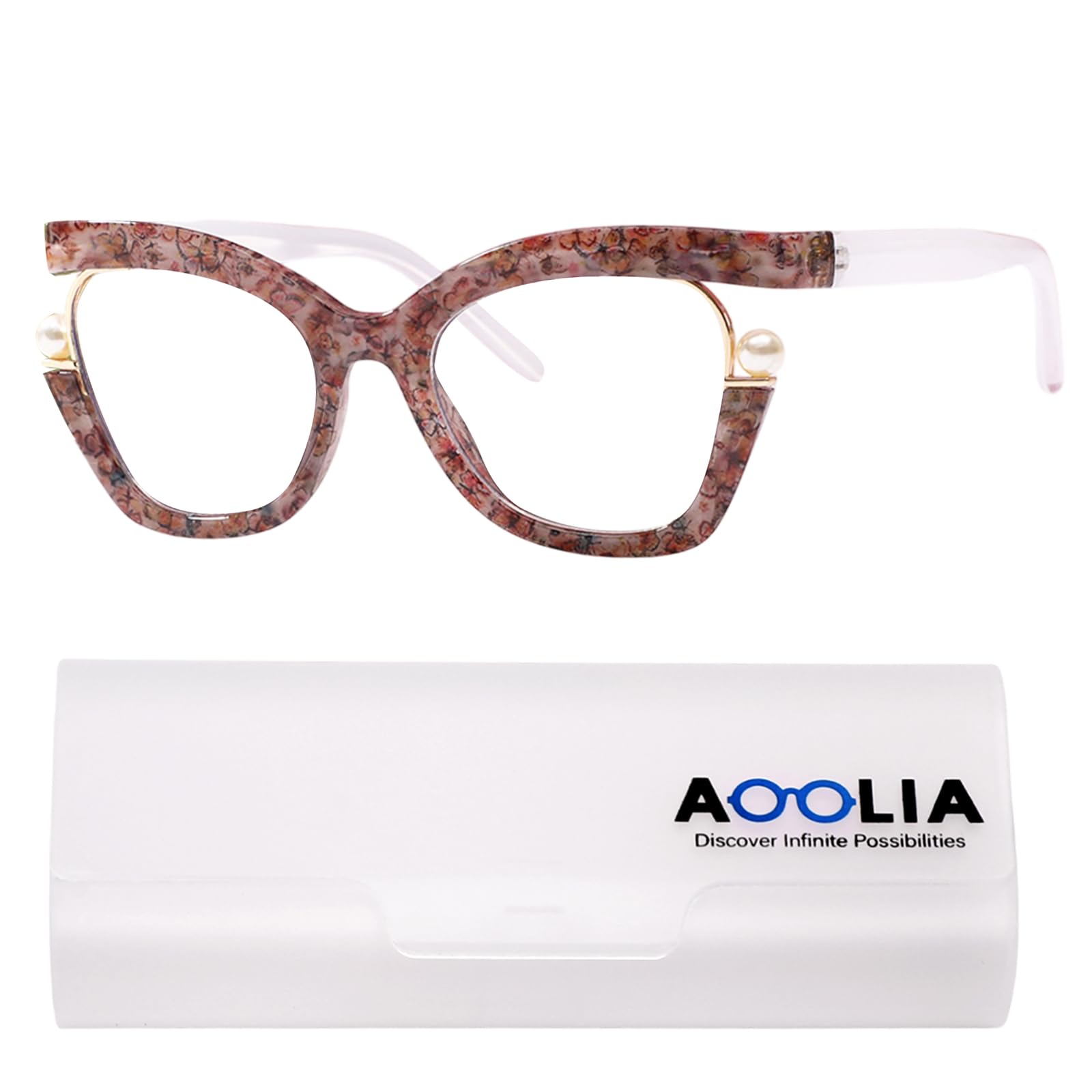 Cat Eye Reading Glasses for Women Vintage Floral Dual-color Full Rim Multicolor Blue Light Blocking Reader Eyeglasses