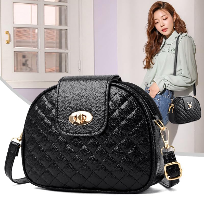 Bolsa tiracolo preta com ferragens douradas para mulheres