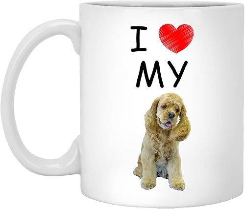 Funny American Cocker Spaniel Gold Fur Gifts For Women Dog Mom Coffee Mug Ceramic Cup White 11oz - Christmas, Birthday, Funny Gift For Men Dog Dad