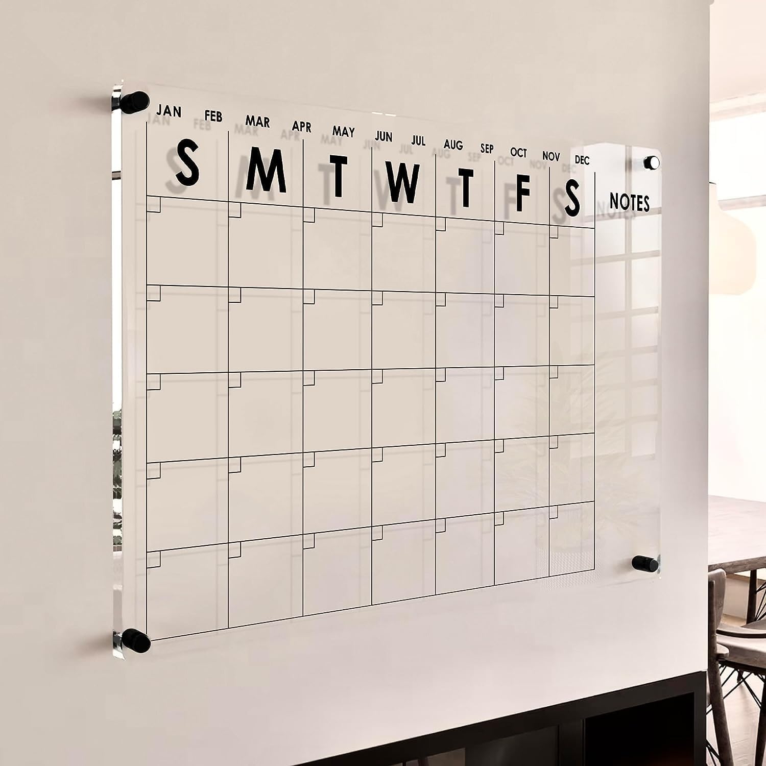 Oversize Premium Acrylic Calendar for Wall | Ultra-Thick Clear Dry & Erase Board | Large 40"x26" | Home Office Monthly Glass Family Planner Guard Mate Plexiglass Whiteboard GUARDMATE