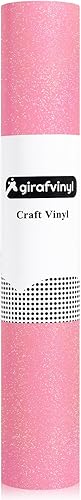 Miniatura 7 de GIRAFVINYL Vinilo rosa con purpurina arcoíris, vinilo permanente rosa para Cricut  12 pulgadas x 4 pies, fácil de desmalezar, vinilo autoadhesivo