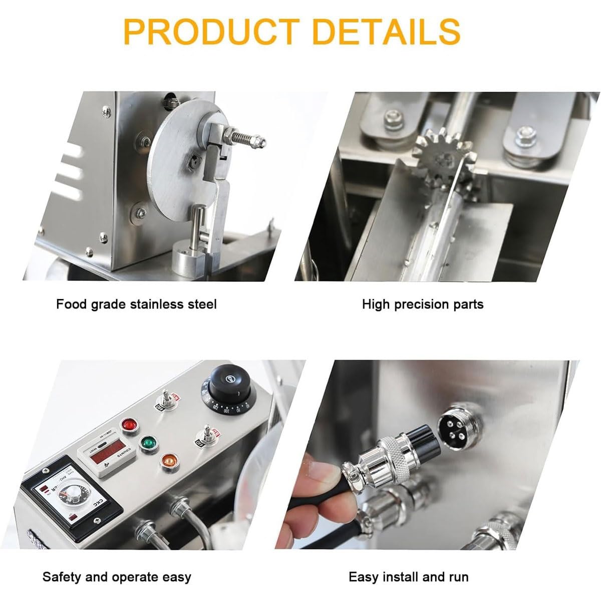 Máquina for Hacer donas comerciales,máquina Hacer donas de Acero Inoxidable con tolva de 3000 W con tolva de 7 L, máquinas automática hacers con moldes de 3 tamaños,for Tienda de postres
