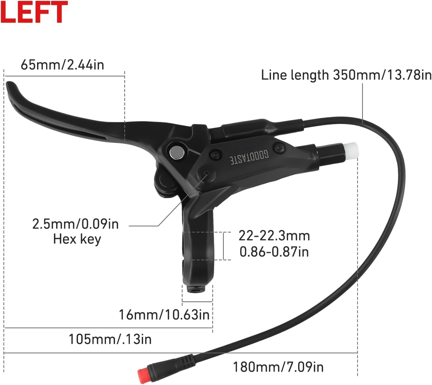 Levier de frein GT03 pour vélo électrique - 2 broches - Étanche - En alliage d'aluminium - Accessoires pour vélo électrique ou scooter électrique (une paire)