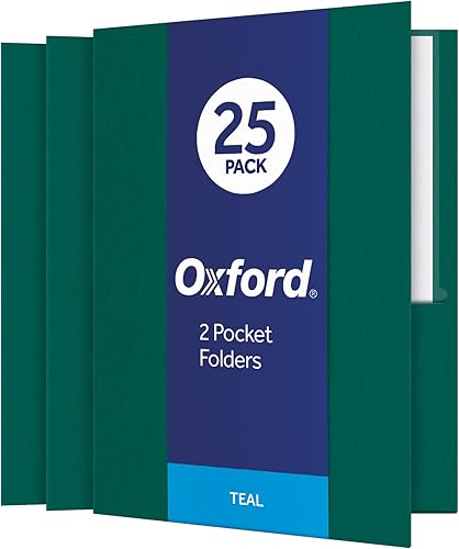 Vista 25 de Oxford - Carpetas de doble bolsillo, papel texturizado, tamaño carta, color burdeos, con capacidad para 100 hojas, caja de 25 unidades (57557)