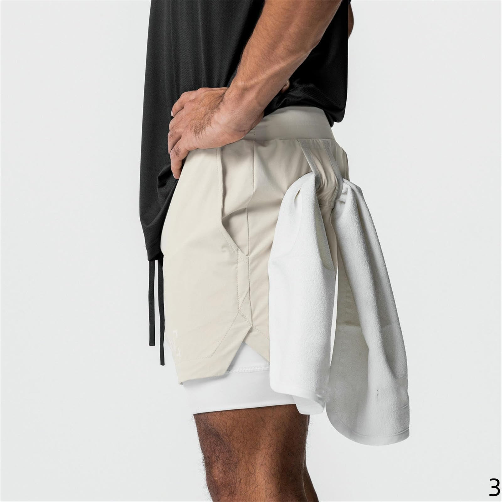 Pantaloncini Uomo Cortometraggi di Fitness in Nylon Maschile Che Gestisce Il Maestro Basket A Doppio Strato Elastico-Verde-s