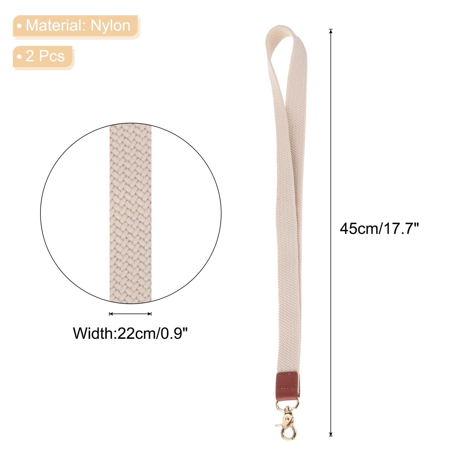 PATIKIL Stretchy Neck Lanyard, Elastic Badge Lanyard with Metal Clasp for Teacher Women Men 2 Set Keychain Long Lanyard for Wallet Keys ID Card, Beige - Image 2
