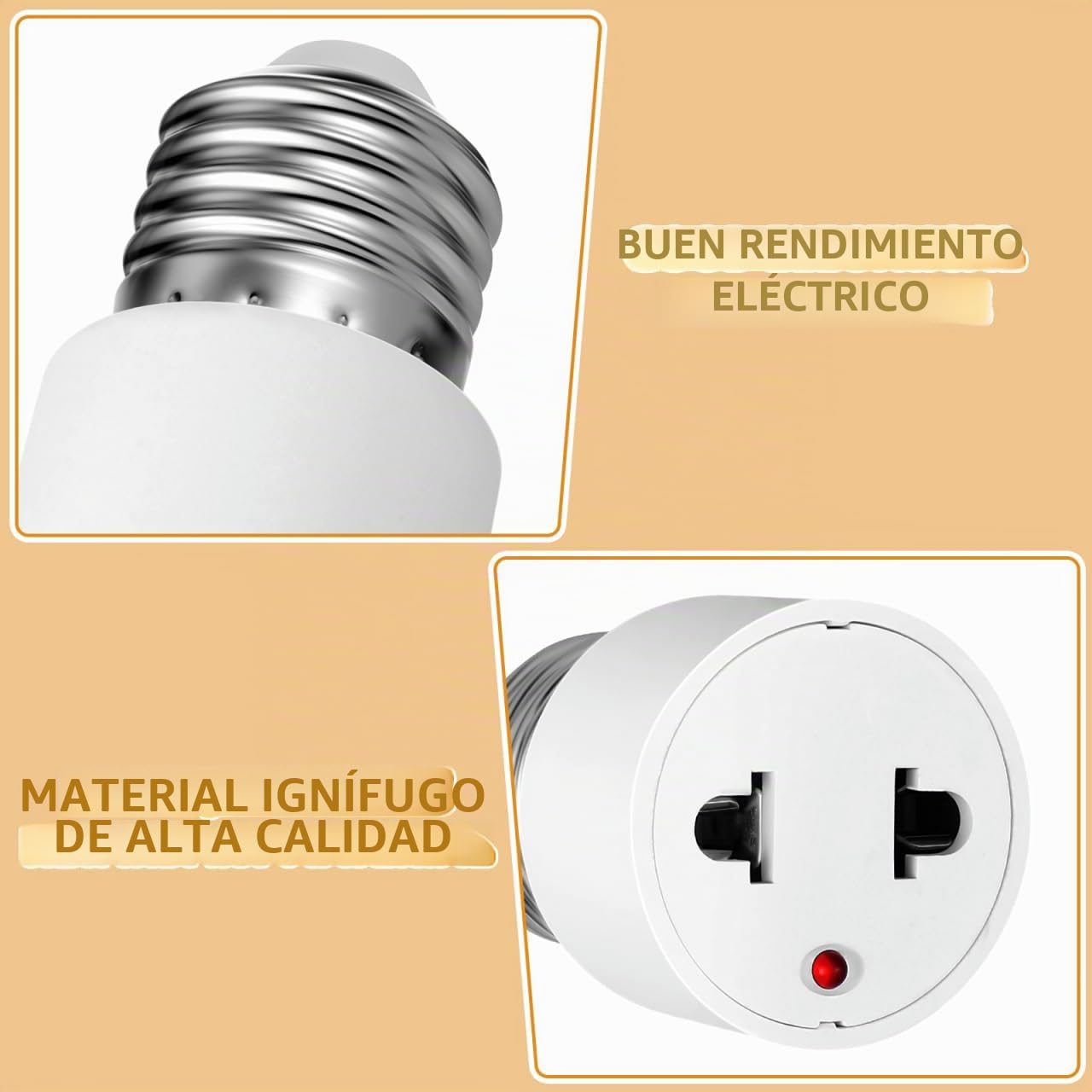 Veemoon - Adaptador de enchufe de bombilla E27 (2 pines, 2 unidades), 4GP15D243J07OCNIW06Y