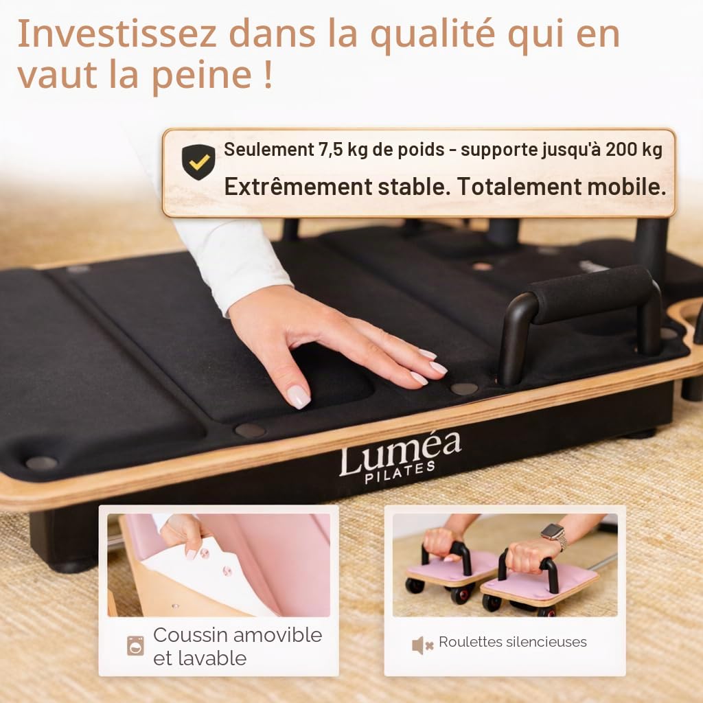Planche de Pilates en bois | Planche de réforme de Pilates pour la maison | Planche d'équilibre antidérapante & Core Trainer | Appareil de fitness à la maison pour le ventre, les jambes, les fesses et