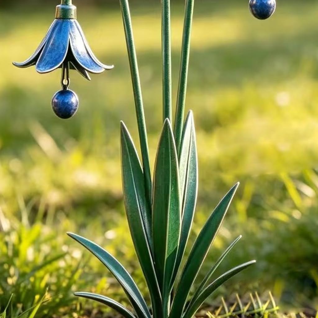 Piquet de jardin en fer en forme de fleur bleue pour extérieur
