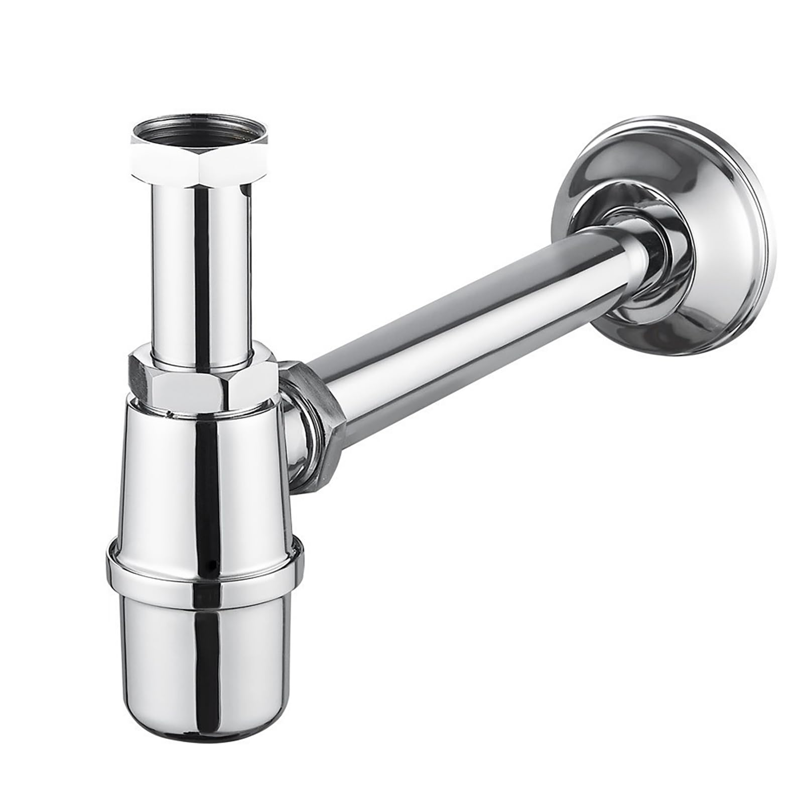 Siphon Waschbecken mit Reinigungsöffnung,Ablauf Garnitur,Höhenverstellbares,Geruchsdichte Chrom Siphon in Badezimmern und Küchen