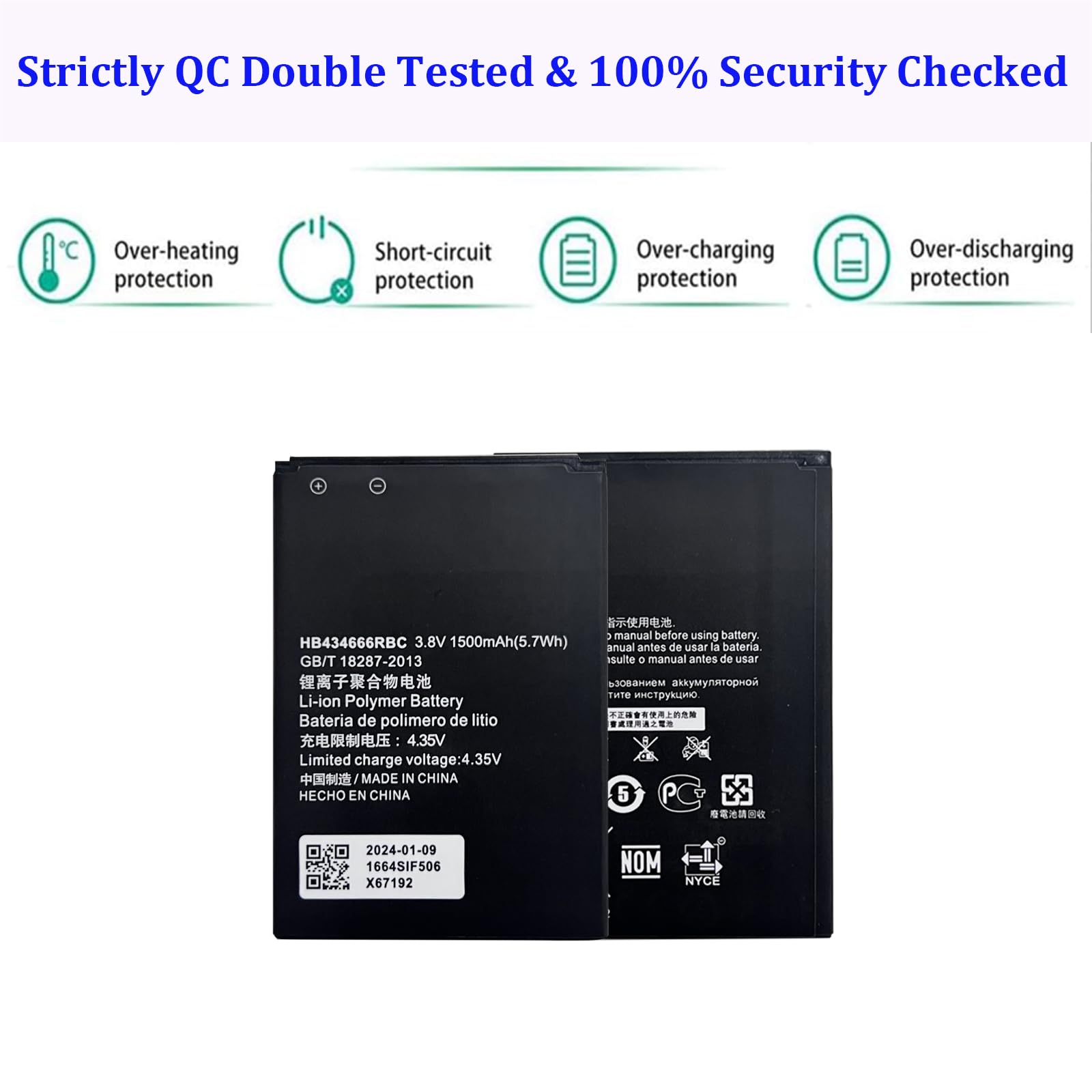 NEWASHAN Battery 3000mAh 3.8V Compatible With Huawei Router Portable E5577 E5783-836 E5785 E5787 Mobile WiFi Hotspot Modem Mobile Wifi HB824666RBC Rechargeable Li-ion Battery - View #13