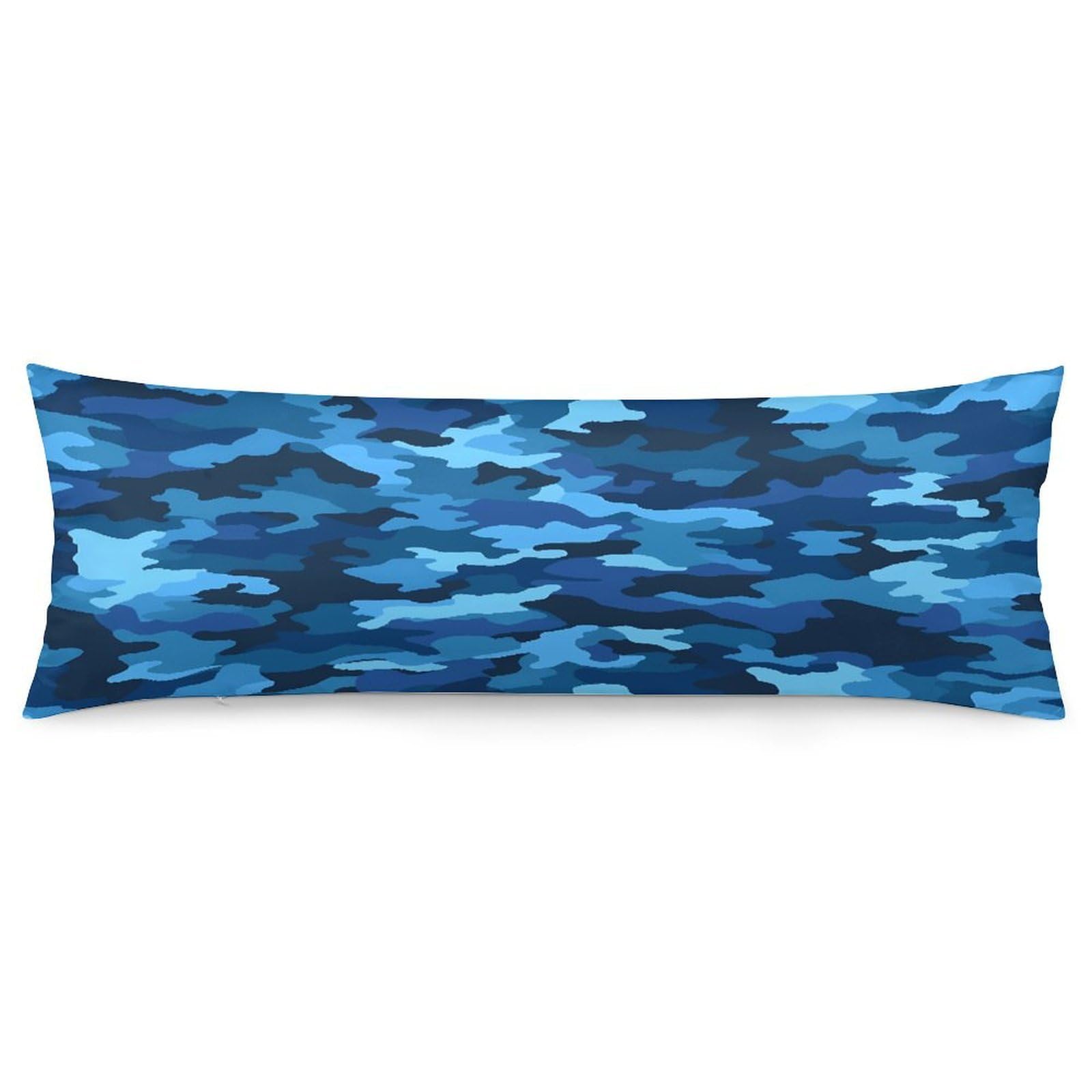 Body Pillow Pillowcase 19x53 Inch Blue Camo Print Body Pillow Cover with Hide Zipper Super Soft Cozy Long Pillow Case Rectangle Long Body Lumbar Cushion Case for Bedroom