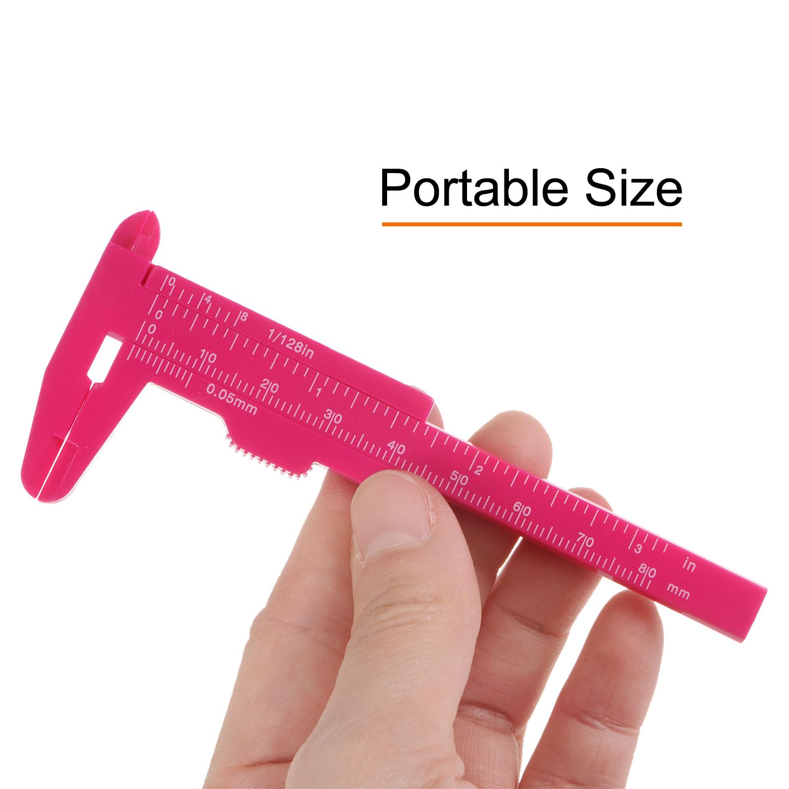 20 Mini calibradores Vernier de 80 mm/3 Pulgadas con Doble Escala métrica y en Pulgadas, Herramienta de medición Deslizante para medir Profundidades internas, Color Rosa Intenso.