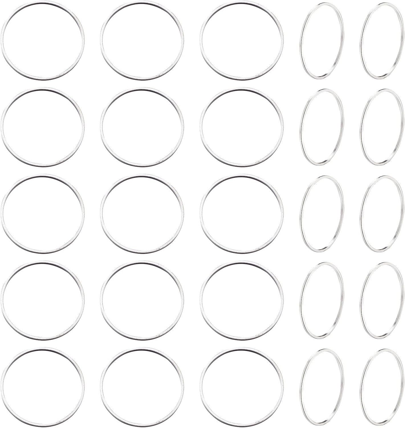 Craftdady 50Pcs Brass Open Bezel Charm Connectors 25mm Circle Charm Links Earrings Jewellery Findings (Silver)