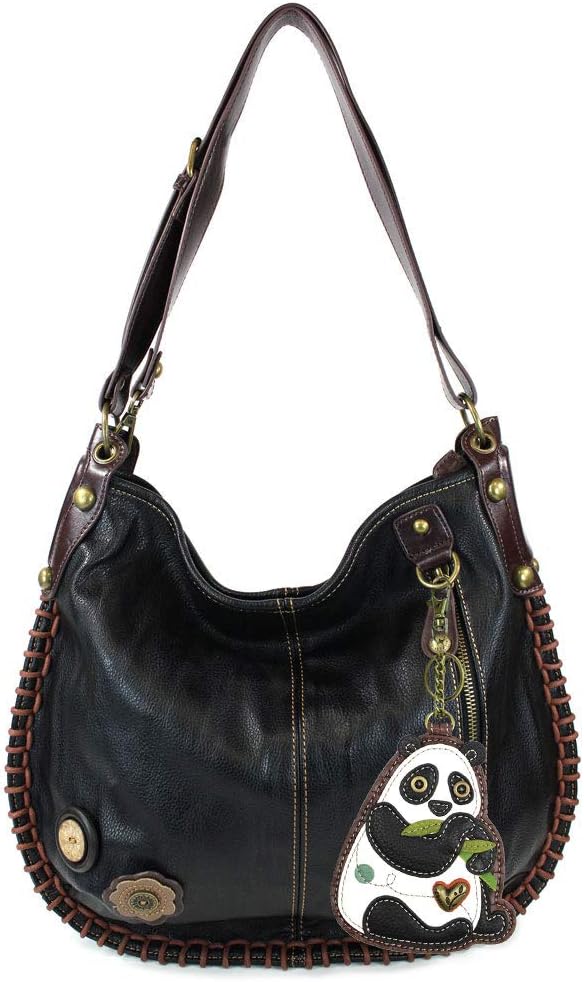 Chala Handbag Charming Hobo DADA PANDA Black Vegan Leather Soft nice gift