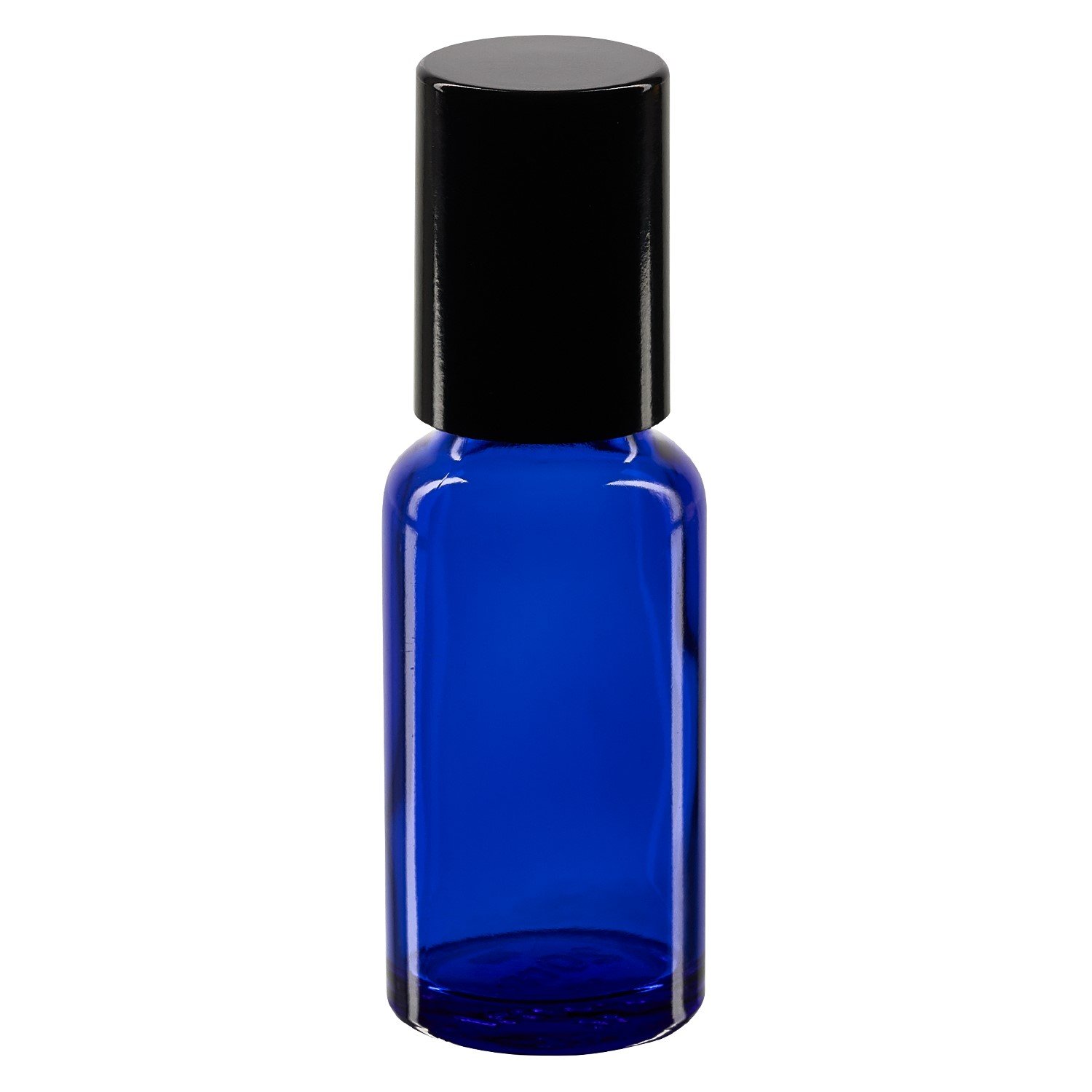50x Glas Deostick mit blauer 20 mll Flasche, leerer Deo Roller - inkl. schwarzem Roll On Verschluss