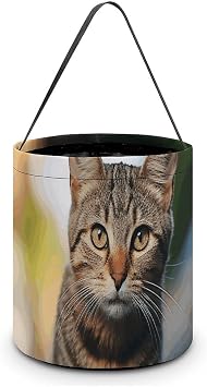 Brown Tabby Kitten Halloween Tote Candy Bags Trick Or Treat Bag Collapsible Multipurpose Gifts Bag Reusable Candy Bucket For Festival Party Gathering
