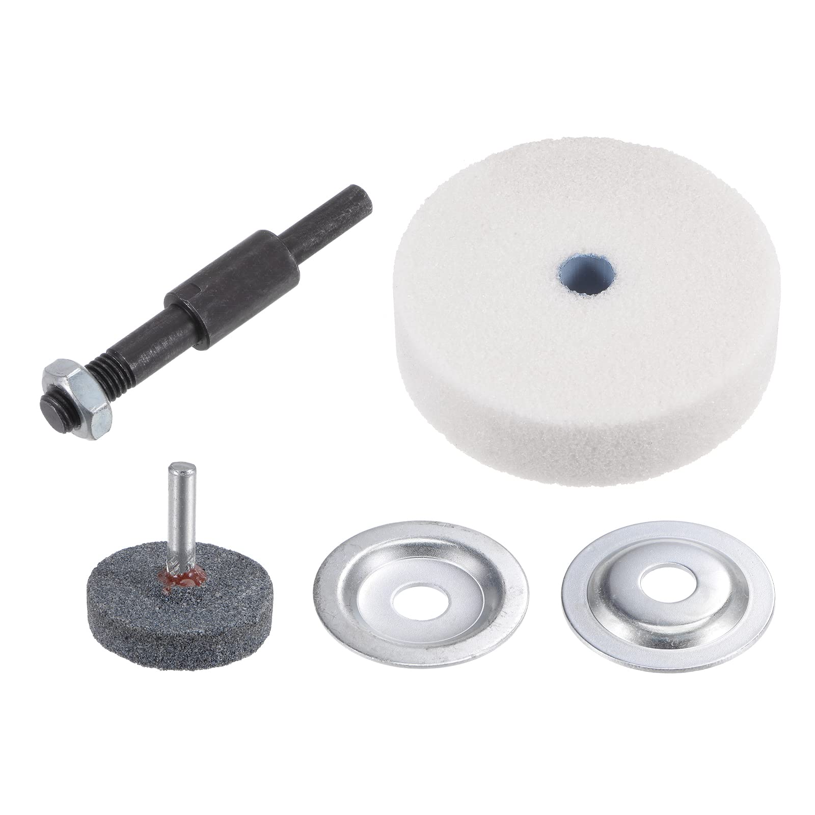 Mounted Grinding Stones – 1.5” & 3” Dia White Corundum Wheels For Rotary Tools, 1/4” & 1/3” Shank, Metal Grinding & Deburring