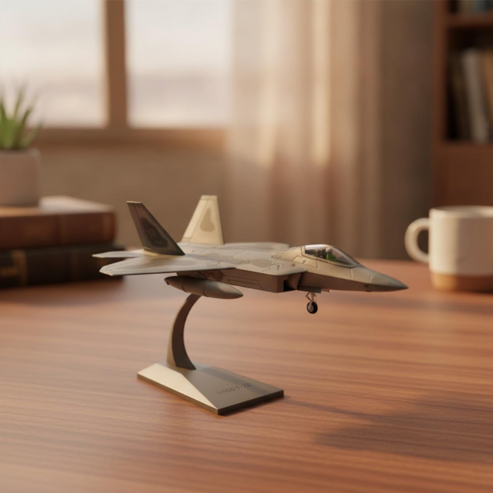 Modellino Aereo da Combattimento in Lega Jet da Caccia Aeromodello Miniatura Lega Resistente con Supporto Espositivo Design con Doppie Derive