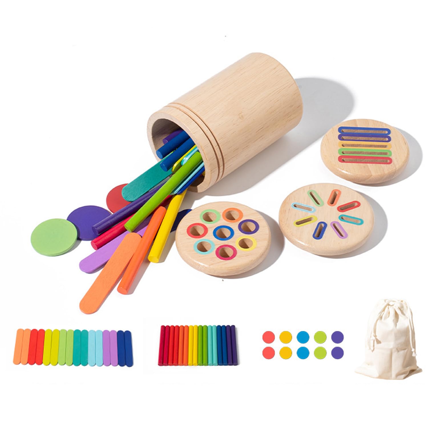 Lansls Montessori 2 En 1 Juguetes a Partir De 1, 2 y 3 Años, Sensoriales De Madera, Juguete Apilable, Juego De Clasificación, Color Forma, Juguetes Educativos, Regalo para Niños (C)