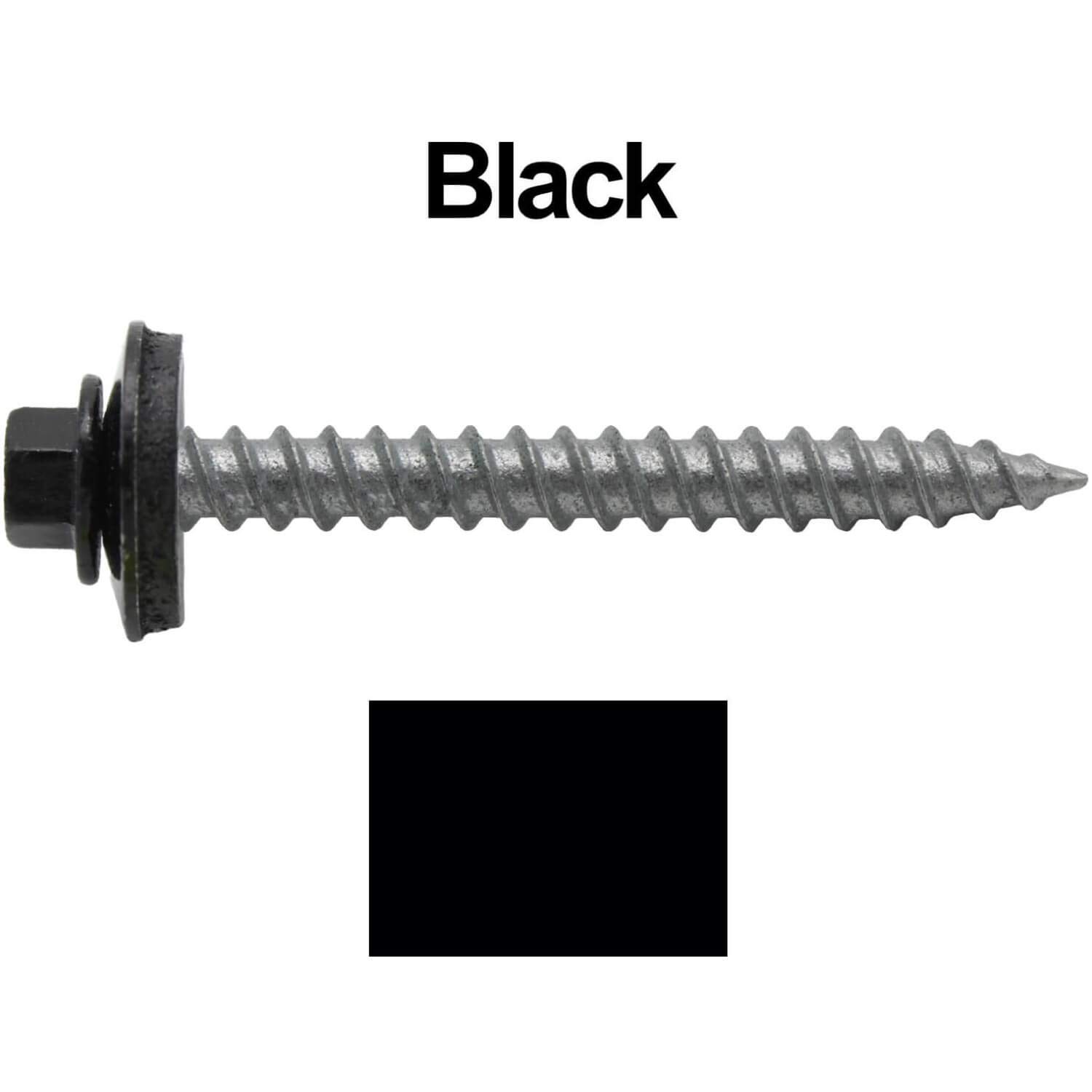 Metal ROOFING SCREWS: (250)12 x 2" BLACK Hex ReGrip Sheet Metal Roof Screw. Sharp Point metal to wood siding screws. 5/8" EPDM washer.