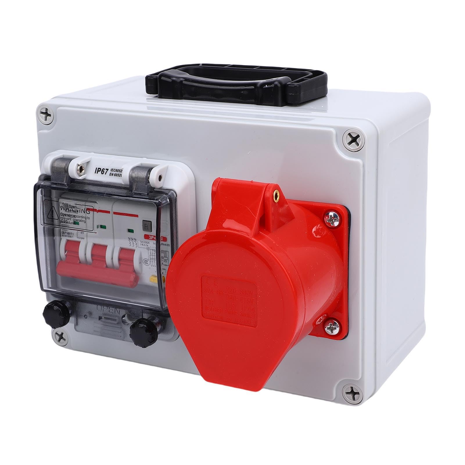Scatola di Derivazione Industriale, Scatola di Distribuzione per Presa Elettrica in Plastica Tecnica Impermeabile IP44-67, di Giunzione Elettrica Portatile con Giunto Coordinato per Cantiere