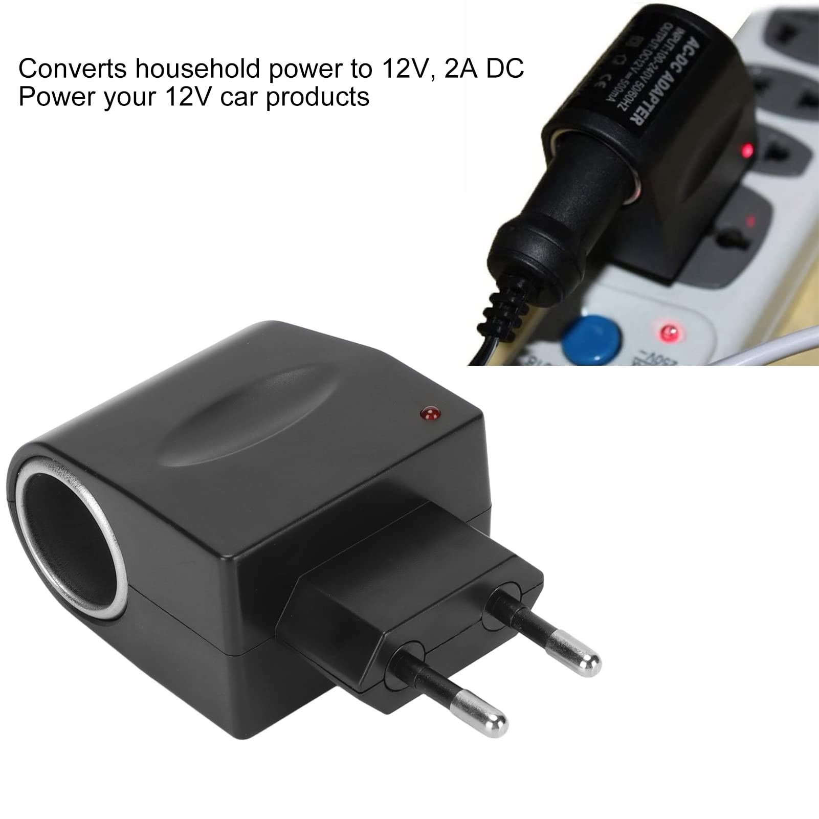 2Pcs Adaptateur Prise Allume Cigare 12V 500MA Secteur