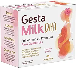 GestaMilk DHA (30 Cápsulas) - Ele é um polivitamínico para gestantes com alto teor de ácido fólico e possui 12 vitaminas e 8 minerais