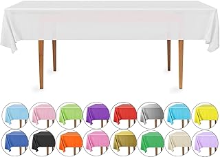 DecorRack 2 Rectangular Tablecloths -BPA- Free Plastic, 54 x 108 inch, Dining Table Cover Cloth Rectangle for Parties, Picnic, Camping and Outdoor, Disposable or Reusable in White (2 Pack)