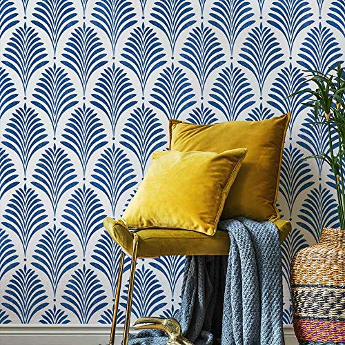 Deco Palm Wall Stencil - Deco Stencils for Walls â€“ Modern Stencil Designs â€“ Reusable Stencil for Painting Walls and Floors â€“ Try Stencil Instead of Wallpaper and Save Lots on Room Makeover