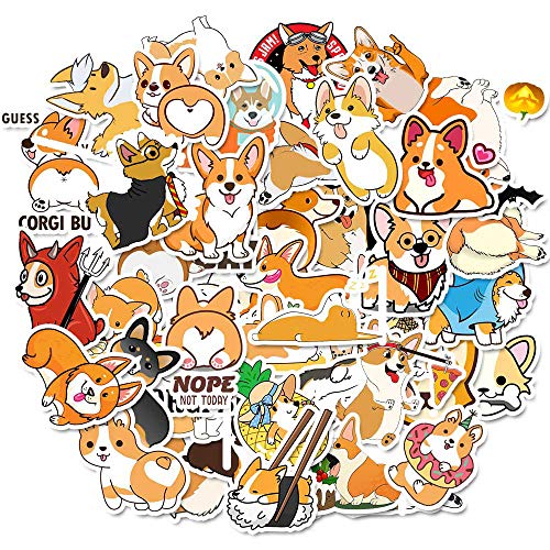 YAWALL Corgi Laptop Stickers, Cute Ins Style Stickers Vsco Teens Girl Lovely Music Film Skin Decals for Notebooks Travel Luggage Laptop Water Bottles Hydro Flask MacBook Skateboard 50Pcs - Thumbnail 4