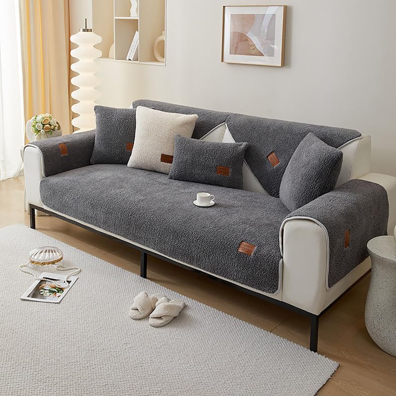 Housse de canapé Sherpa pour canapé d'angle en cuir forme L et U