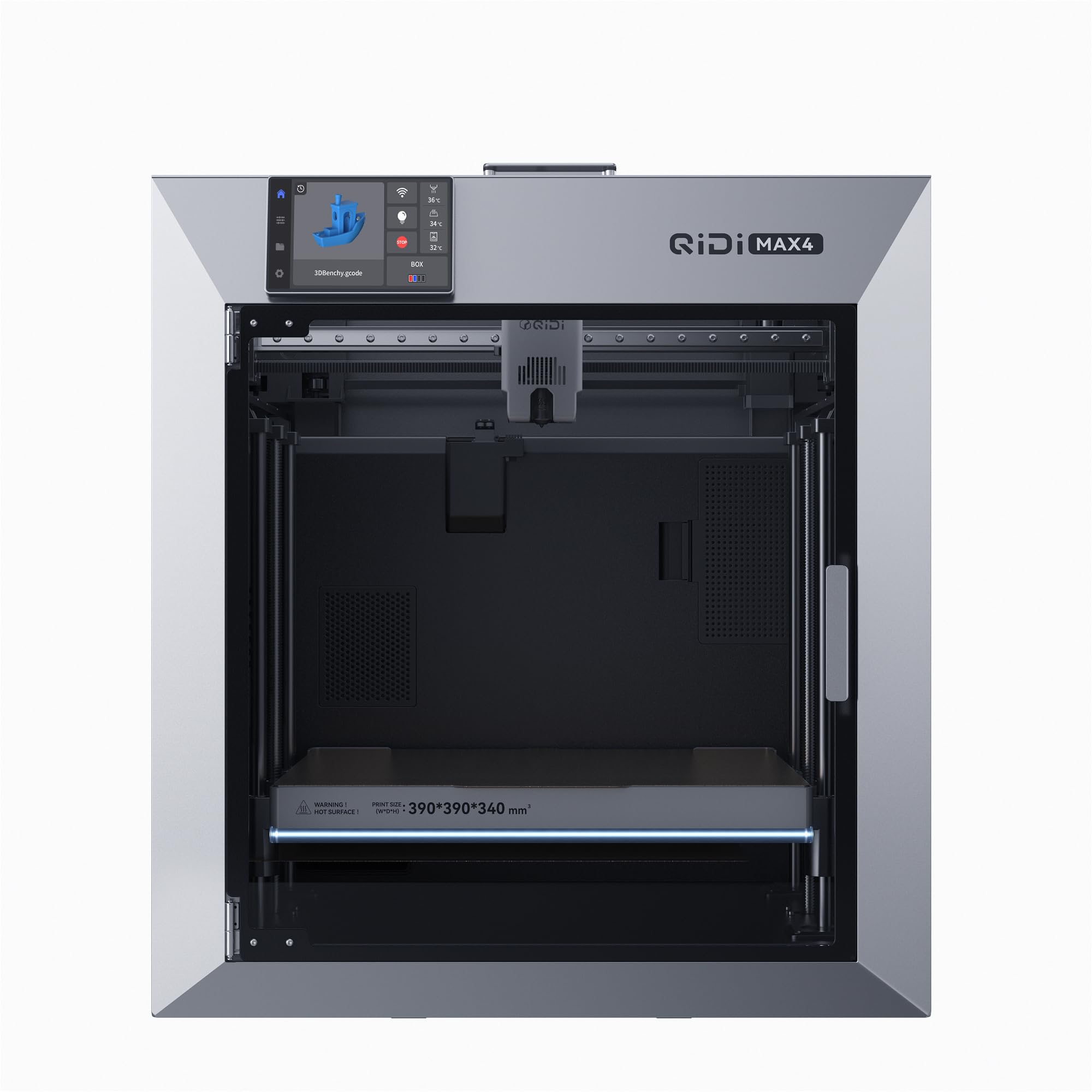 QIDI MAX4 Stampanti 3D,Ultragrande Volumen de Impresión 390×390×340mm | FDM 3D Stampante, 370 °C Máxima de Hotend & 65 ℃ Cámara Calefactada para Filamentos Técnicos, Autocalibrazione & livellamento