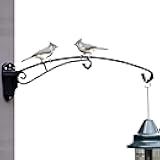BirdsUP Hanging Bracket for Bird Feeders, Planters, Chimes, Heavy-Duty, Holds up to 25 lbs, 2 Hooks with Rubber Bumpers, Black, Screws Included