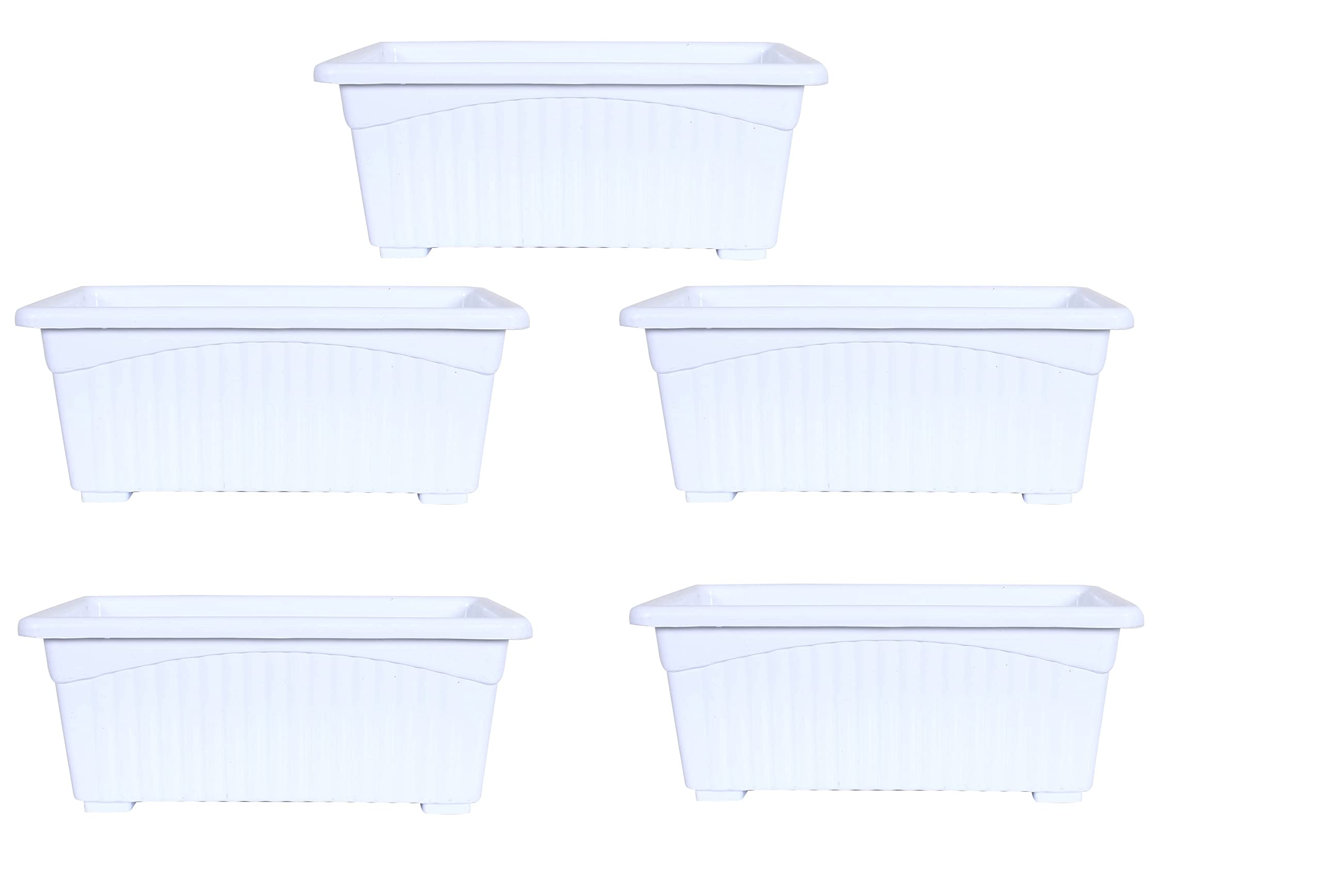 Varshney Gardening Jupiter Rectangle Window Plastic Planters Pots White Color (14Inch, 5Pcs) | Flower Planter for Home & Balcony,Garden (B0C1SPYXJY) Amazon Price History, Amazon Price Tracker