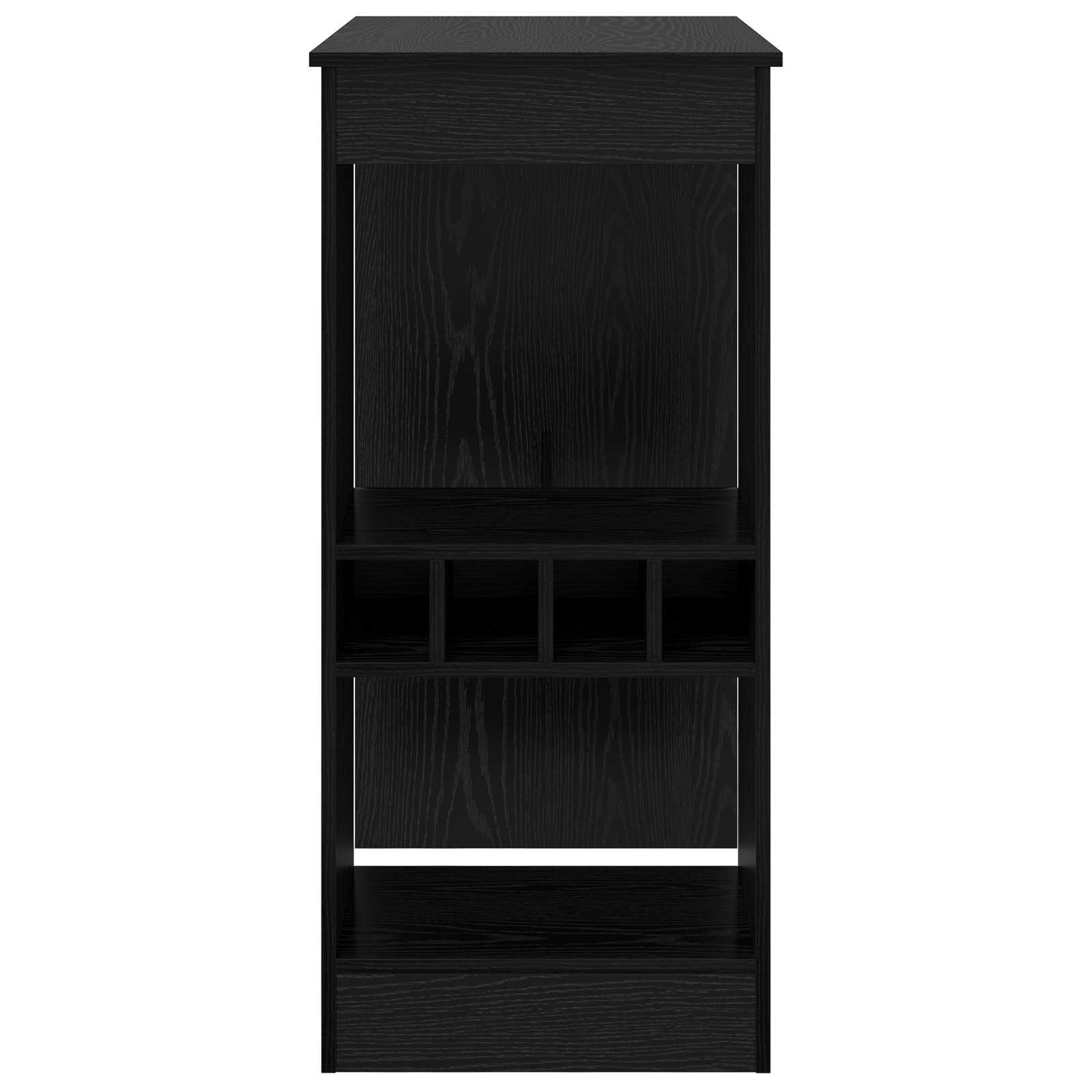 Stół barowy z regałem, kolor czarny, imitacja dębu, 90 x 47,5 x 103,5 cm, materiał drewnopochodny do kuchni, jadalni, blat meblowy, jako rozwiązanie oszczędzające miejsce