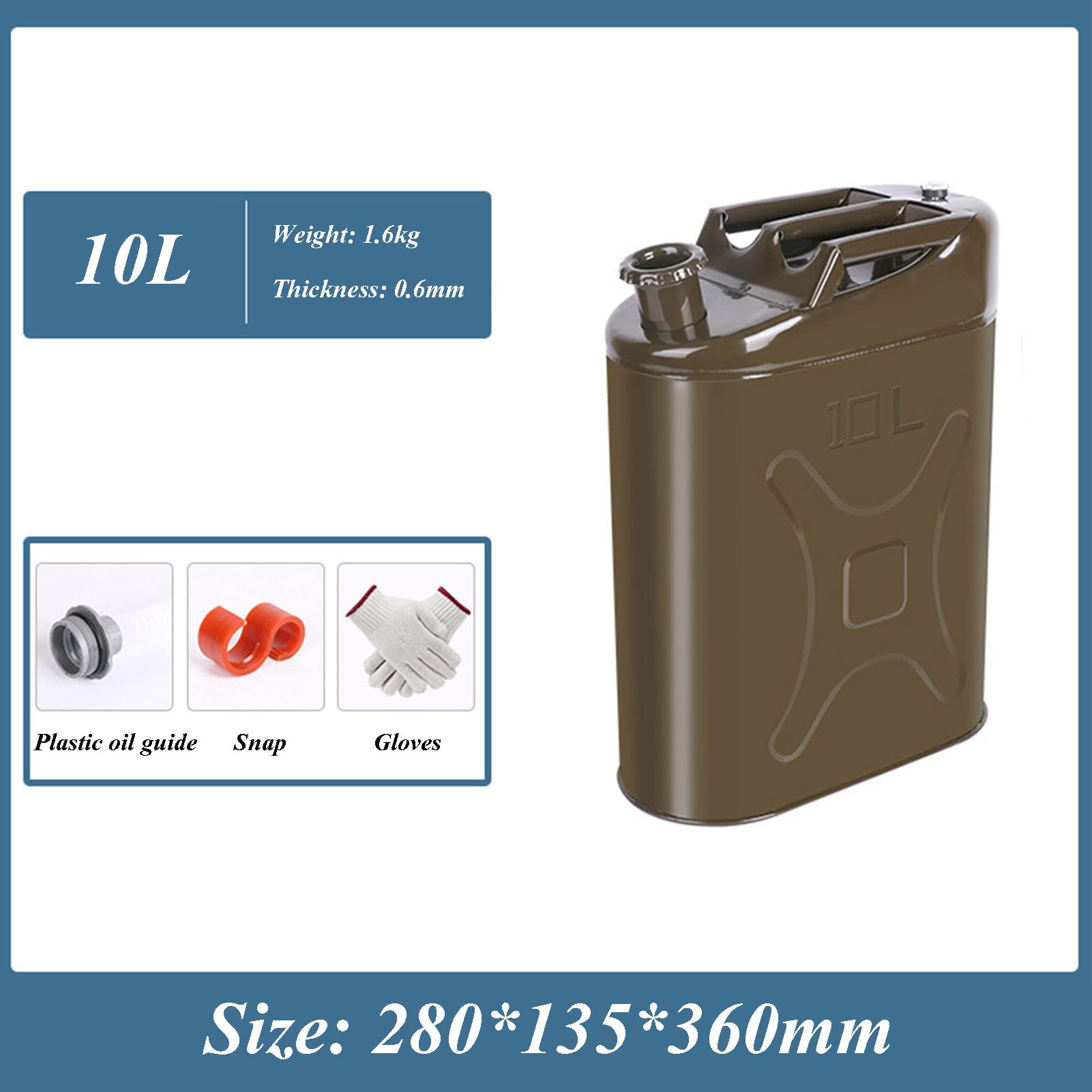 Tanque de Combustible portátil Jerry Can, Garrafa de Gasolina y Diésel en Metal con Mango de 3 Barras para Motocicleta SUV ATV Dirt Bike Coche Barco Vehículo