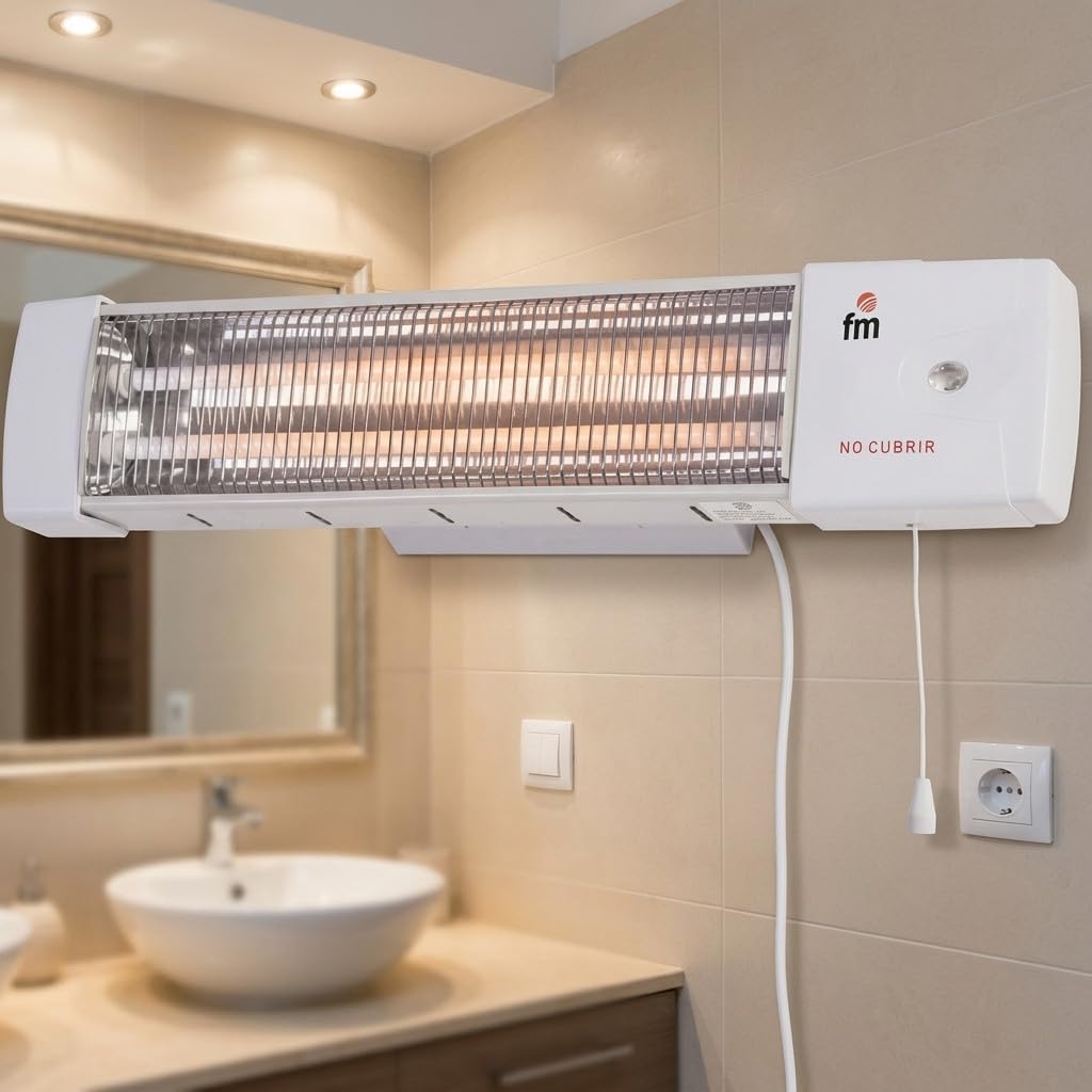 Suinga Stufa al quarzo FM1502 Fissaggio a muro Potenza massima 1200 W. 2 aste