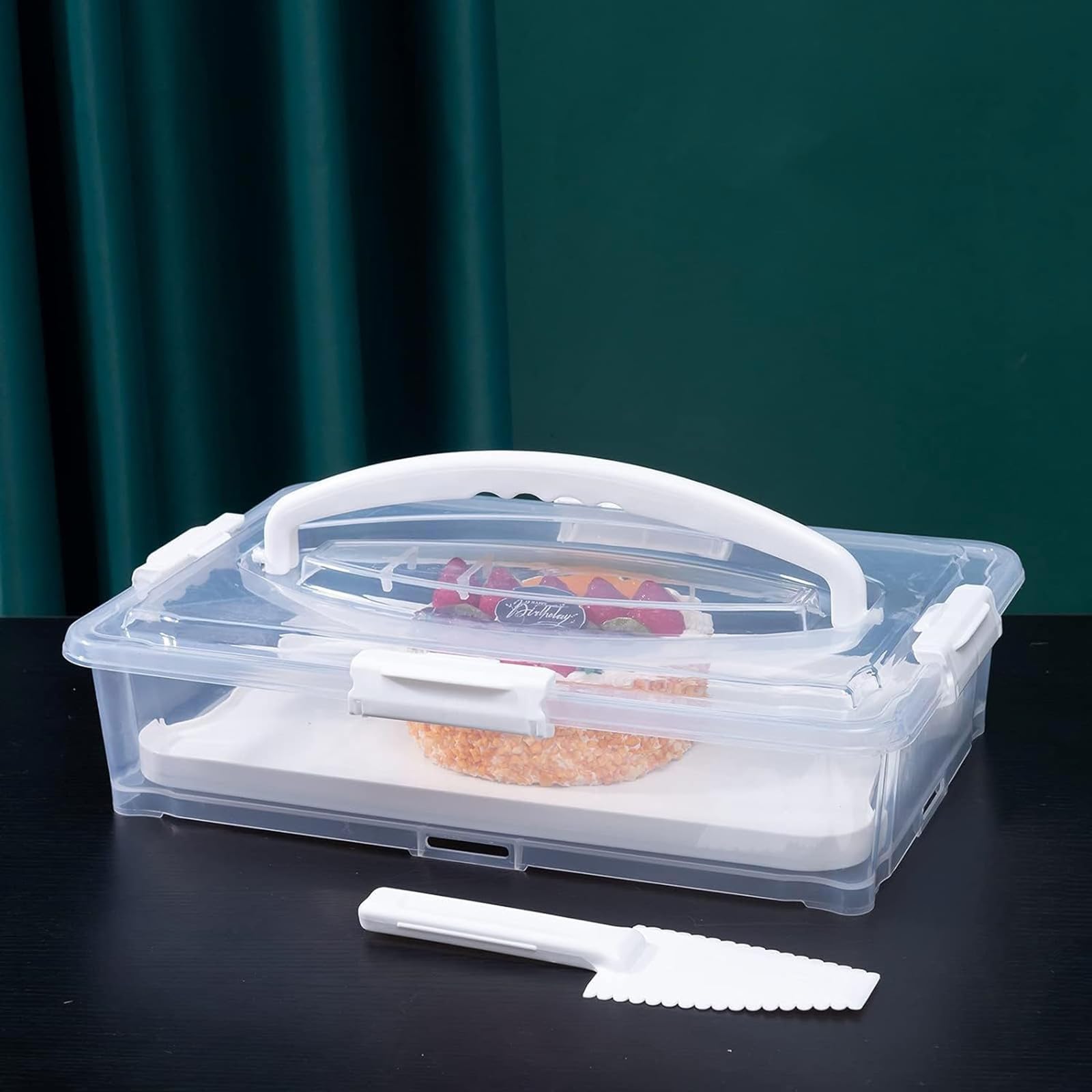 White Cake Carrier - Holds 12 Cupcakes or 1 Cake -1