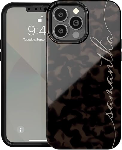 Miniatura 10 de Funda personalizada con nombre de iniciales de carey Tortoiseshell, funda con nombre personalizada, compatible con iPhone 16 Plus, 15 Pro Max, 14,