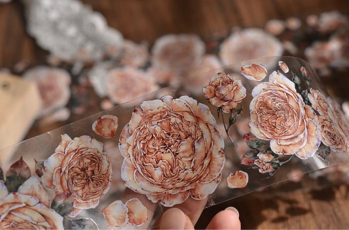 Amazon.co.jp: 海外 台湾 マステ 小白家 浅夏 花 装飾 テープ 1ループ  