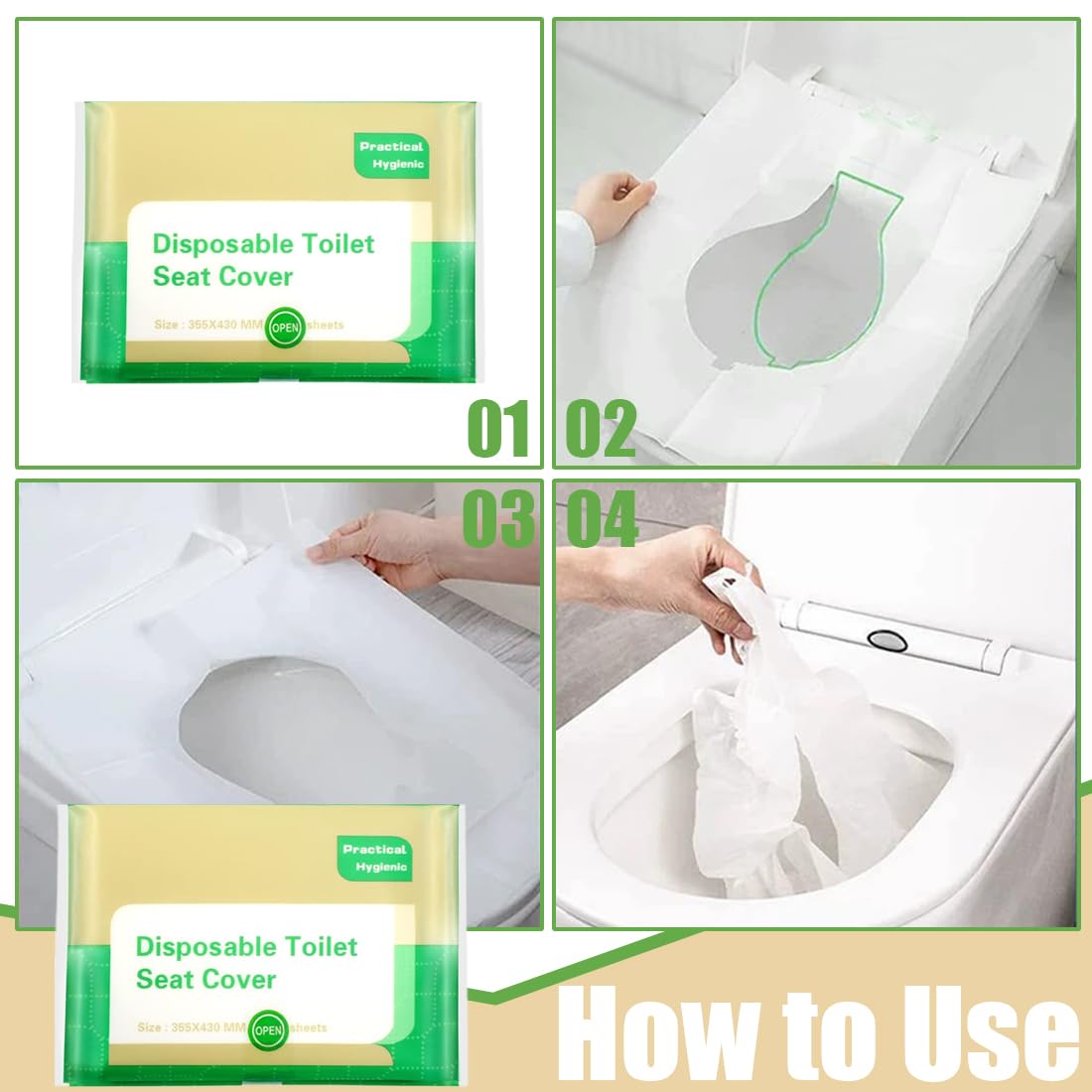 Copriwater Usa e Getta Biodegradabili Viaggio Coprisedile Carta per Adulti Bambini WC Hotel Bagni Pubblici
